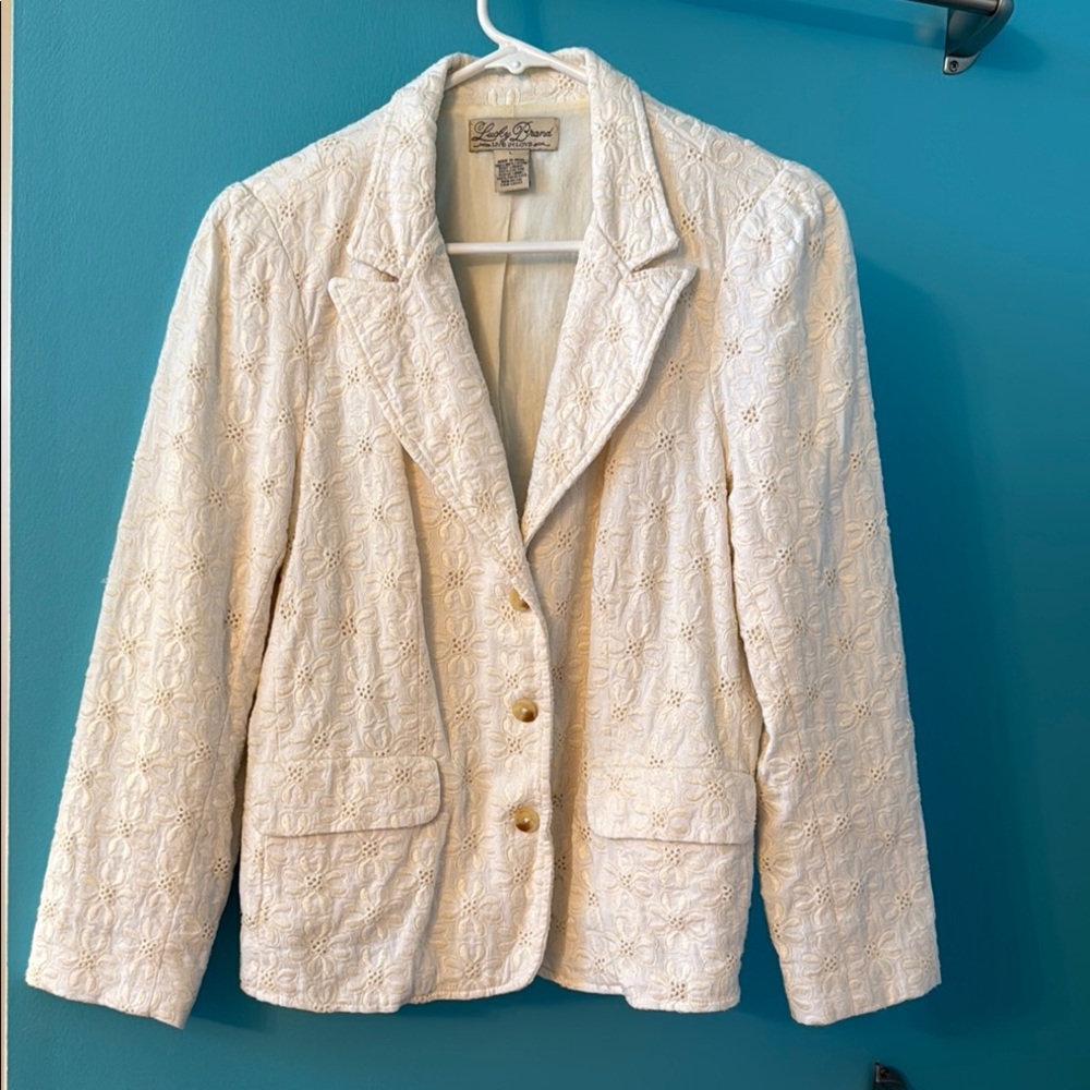 Lucky Brand Cream Textured Women's Blazer